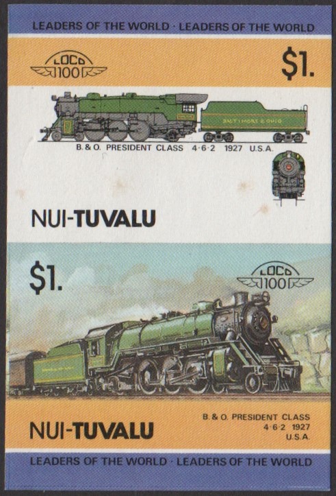 Nui 2nd Series $1.00 1927 B&O President Class 4-6-2 Locomotive Stamp Final Stage Color Proof