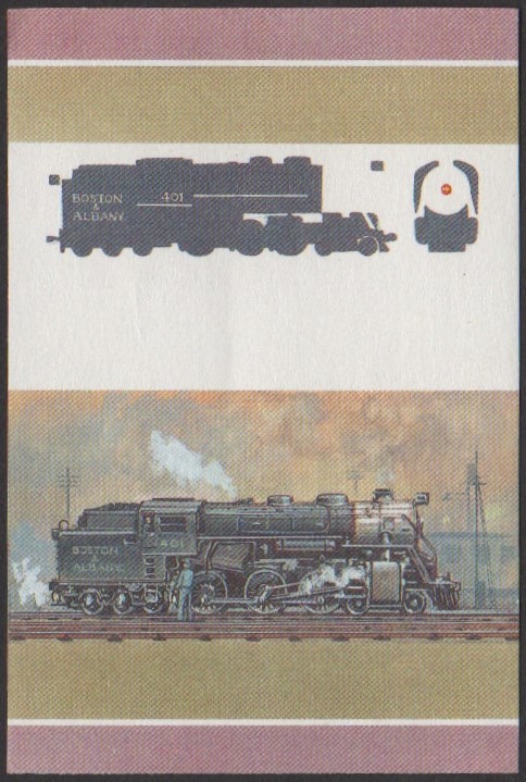 Nui 2nd Series 25c 1928 Boston & Albany Class D12 4-6-6 Locomotive Stamp All Colors Stage Color Proof