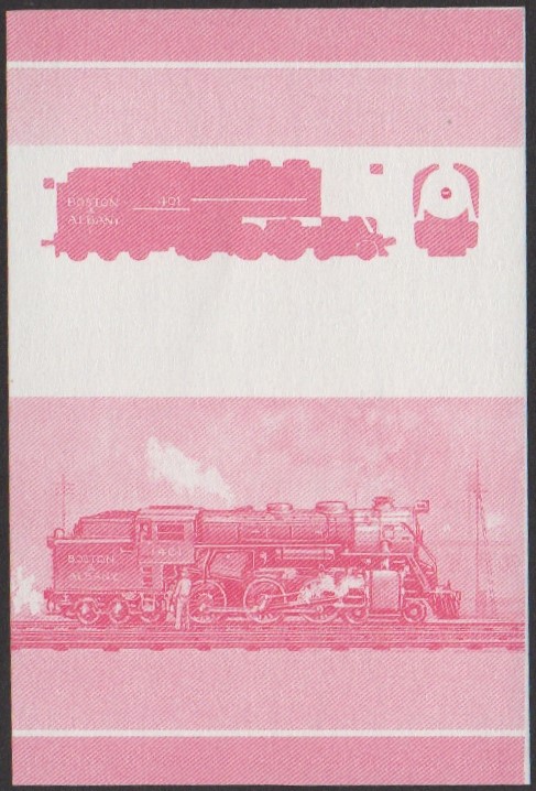 Nui 2nd Series 25c 1928 Boston & Albany Class D12 4-6-6 Locomotive Stamp Red Stage Color Proof