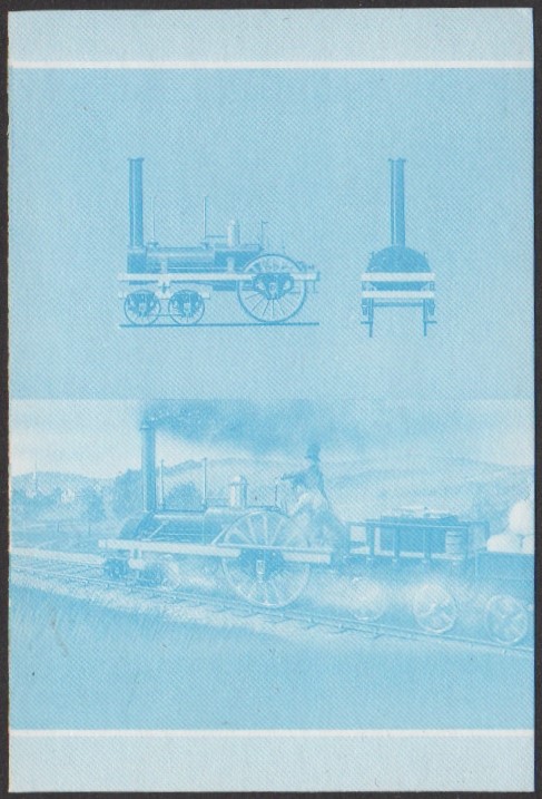 Nui 3rd Series $1.00 1832 Mohawk & Hudson Railroad Experiment 4-2-0 Locomotive Stamp Blue Stage Color Proof