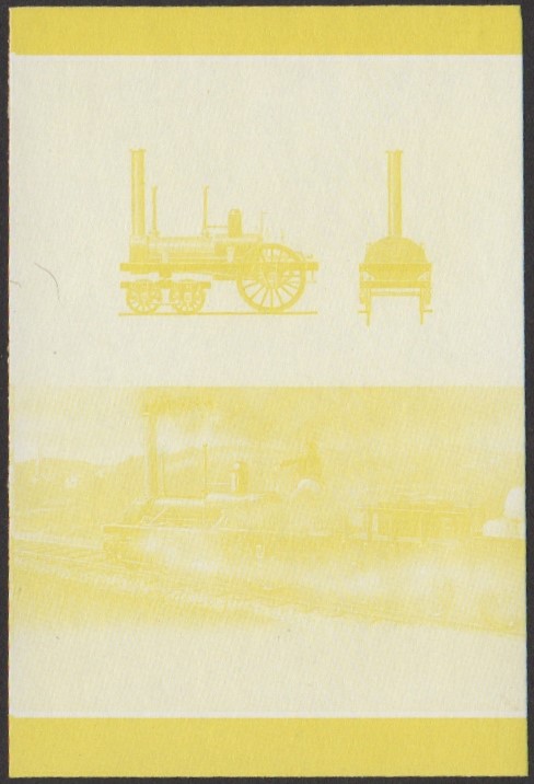 Nui 3rd Series $1.00 1832 Mohawk & Hudson Railroad Experiment 4-2-0 Locomotive Stamp Yellow Stage Color Proof