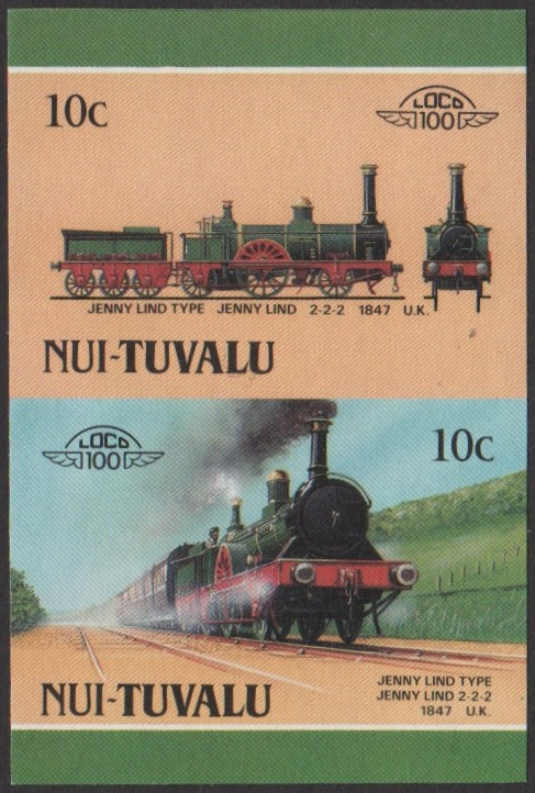 Nui 3rd Series 10c 1847 Jenny Lind Type Jenny Lind 2-2-2 Locomotive Stamp Final Stage Color Proof