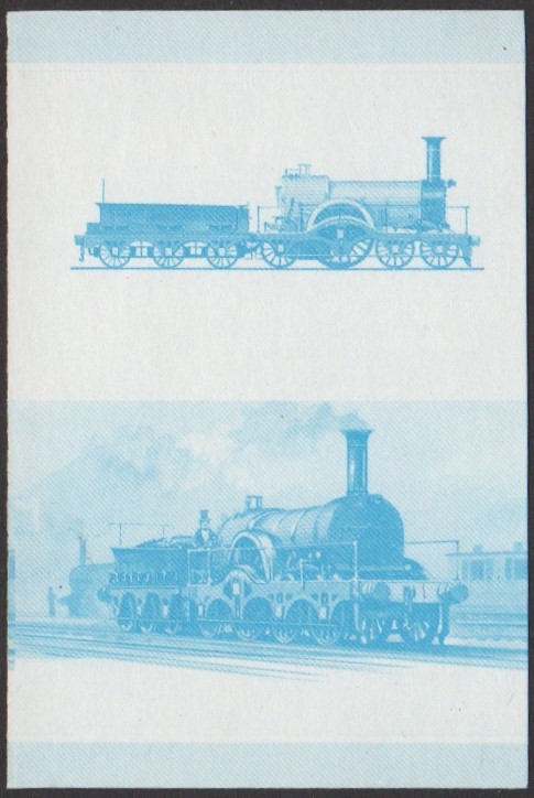 Nui 3rd Series 25c 1847 Iron Duke Class Iron Duke 4-2-2 Locomotive Stamp Blue Stage Color Proof