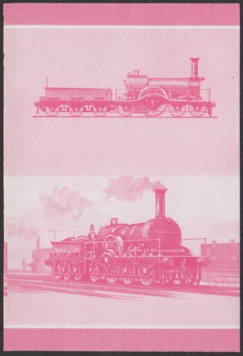 Nui 3rd Series 25c 1847 Iron Duke Class Iron Duke 4-2-2 Locomotive Stamp Red Stage Color Proof