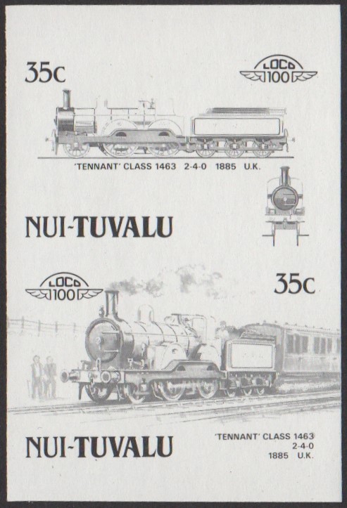 Nui 3rd Series 35c 1885 Tennant Class 1463 2-4-0 Locomotive Stamp Black Stage Color Proof