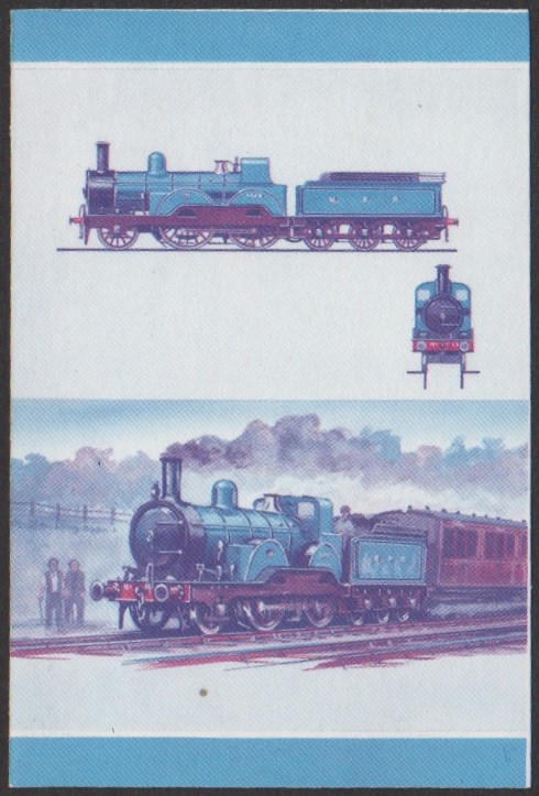Nui 3rd Series 35c 1885 Tennant Class 1463 2-4-0 Locomotive Stamp Blue-Red Stage Color Proof