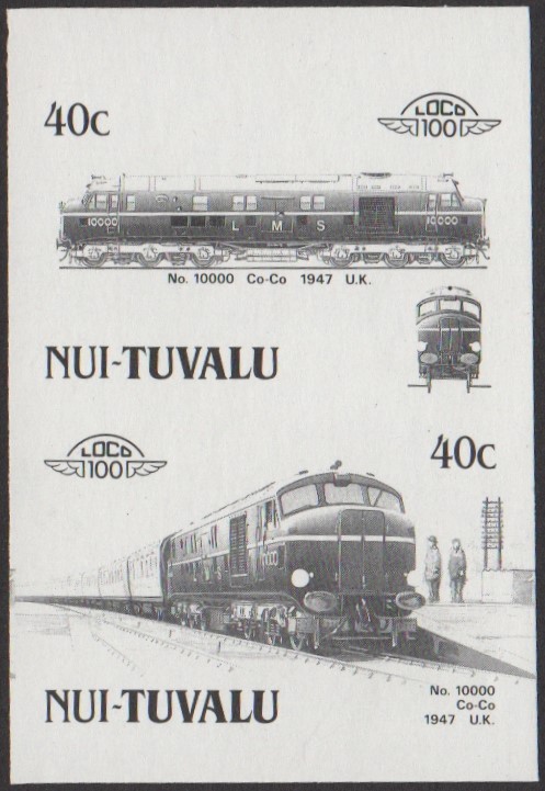 Nui 3rd Series 40c 1947 No. 10000 Co-Co Locomotive Stamp Black Stage Color Proof