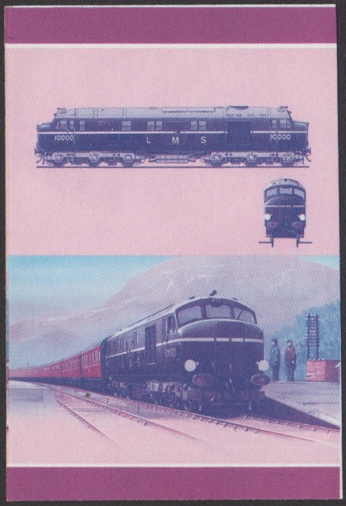 Nui 3rd Series 40c 1947 No. 10000 Co-Co Locomotive Stamp Blue-Red Stage Color Proof
