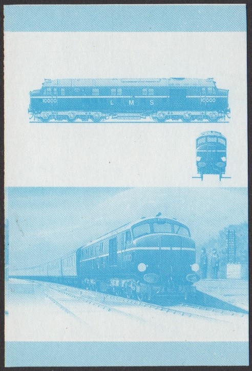 Nui 3rd Series 40c 1947 No. 10000 Co-Co Locomotive Stamp Blue Stage Color Proof
