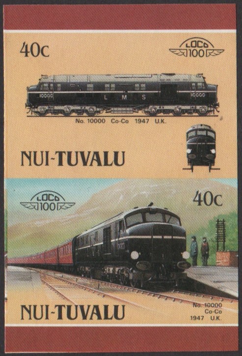 Nui 3rd Series 40c 1947 No. 10000 Co-Co Locomotive Stamp Final Stage Color Proof