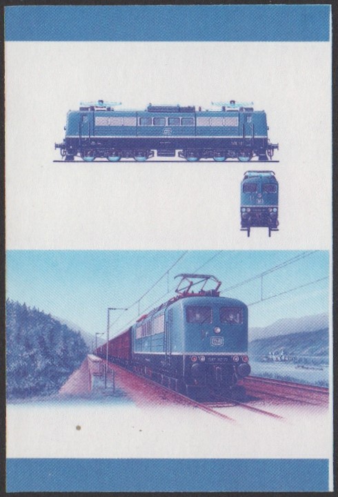 Nui 3rd Series 75c 1973 D.B. Class 151 Co-Co Locomotive Stamp Blue-Red Stage Color Proof
