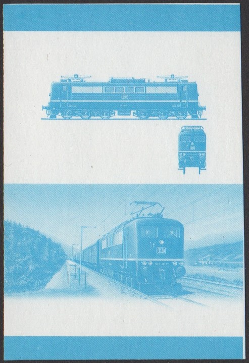 Nui 3rd Series 75c 1973 D.B. Class 151 Co-Co Locomotive Stamp Blue Stage Color Proof