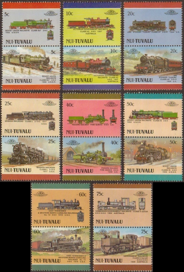 1988 Nui Leaders of the World, Locomotives (4th series) Stamps