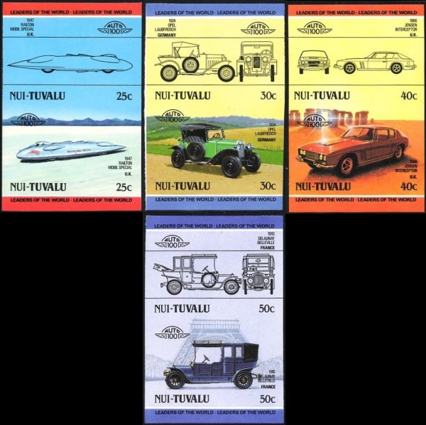 1985 Nui Leaders of the World, Automobiles (1st series) Imperforate Stamps