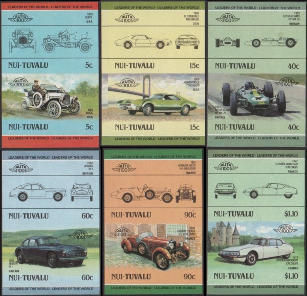 1985 Nui Leaders of the World, Automobiles (2nd series) Imperforate Stamps
