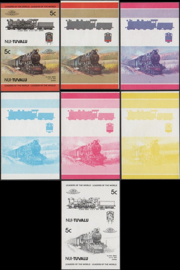 1985 Nui Leaders of the World, Locomotives (2nd series) Progressive Color Proofs