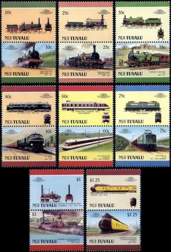1987 Nui Leaders of the World, Locomotives (3rd series) Stamps