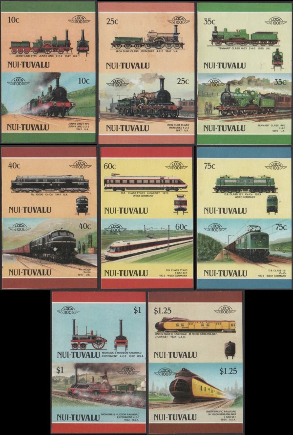 1987 Nui Leaders of the World, Locomotives (3rd series) Imperforate Stamps
