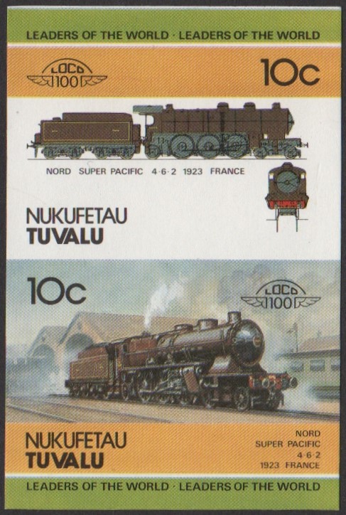 Nukufetau 1st Series 10c 1923 Nord Super Pacific 4-6-2 Locomotive Stamp Final Stage Color Proof