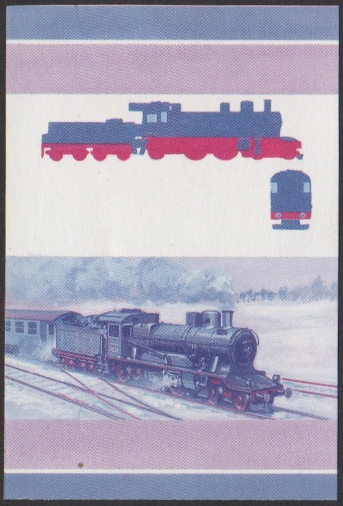 Nukufetau 1st Series 1c 1900 Class XV 4-4-2 Locomotive Stamp Blue-Red Stage Color Proof