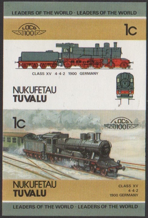 Nukufetau 1st Series 1c 1900 Class XV 4-4-2 Locomotive Stamp Final Stage Color Proof