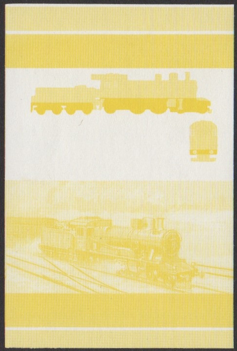 Nukufetau 1st Series 1c 1900 Class XV 4-4-2 Locomotive Stamp Yellow Stage Color Proof