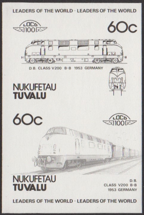 Nukufetau 1st Series 60c 1953 D.B. Class V200 B-B Locomotive Stamp Black Stage Color Proof