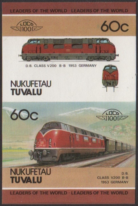 Nukufetau 1st Series 60c 1953 D.B. Class V200 B-B Locomotive Stamp Final Stage Color Proof