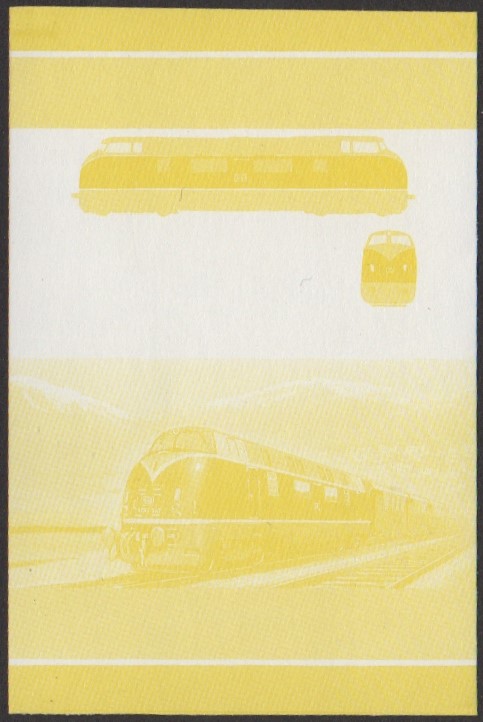 Nukufetau 1st Series 60c 1953 D.B. Class V200 B-B Locomotive Stamp Yellow Stage Color Proof