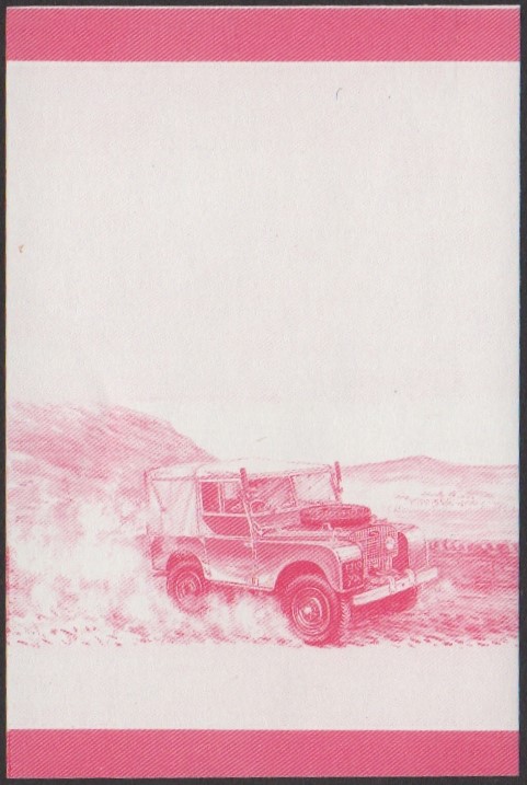 Nukufetau 2nd Series $1.50 1950 Land Rover Model 80 Automobile Stamp Red Stage Color Proof