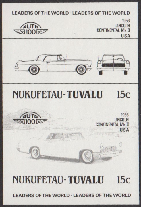 Nukufetau 2nd Series 15c 1956 Lincoln Continental Mark II Automobile Stamp Black Stage Color Proof
