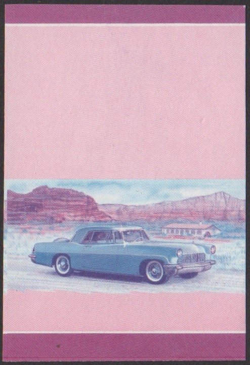 Nukufetau 2nd Series 15c 1956 Lincoln Continental Mark II Automobile Stamp Blue-Red Stage Color Proof