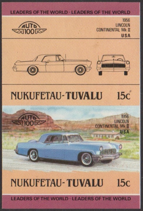 Nukufetau 2nd Series 15c 1956 Lincoln Continental Mark II Automobile Stamp Final Stage Color Proof