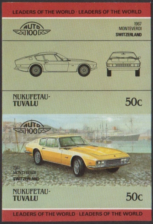 Nukufetau 2nd Series 50c 1967 Monteverdi Automobile Stamp Final Stage Color Proof