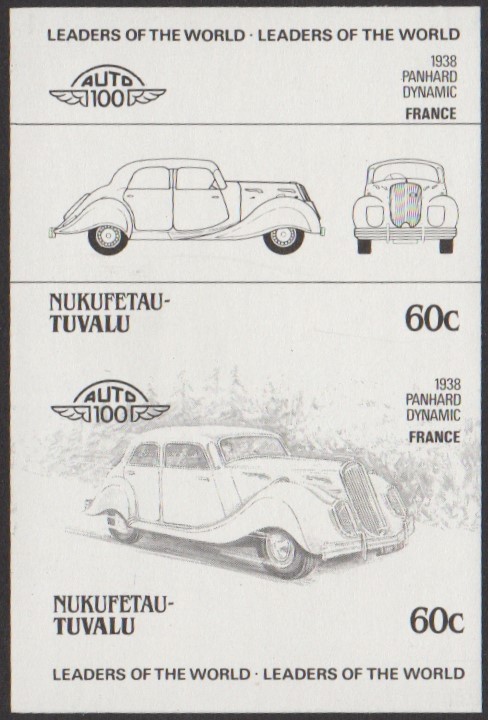 Nukufetau 2nd Series 60c 1938 Panhard Dynamic Automobile Stamp Black Stage Color Proof