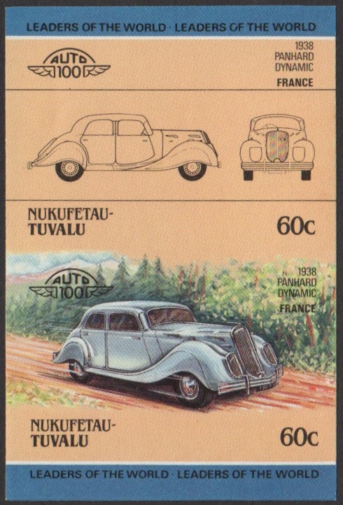 Nukufetau 2nd Series 60c 1938 Panhard Dynamic Automobile Stamp Final Stage Color Proof