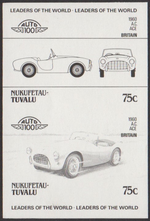Nukufetau 2nd Series 75c 1960 A.C. Ace Automobile Stamp Black Stage Color Proof