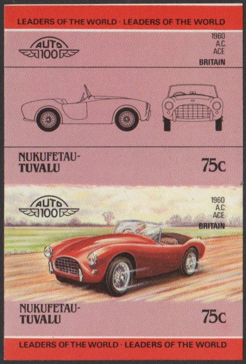 Nukufetau 2nd Series 75c 1960 A.C. Ace Automobile Stamp Final Stage Color Proof