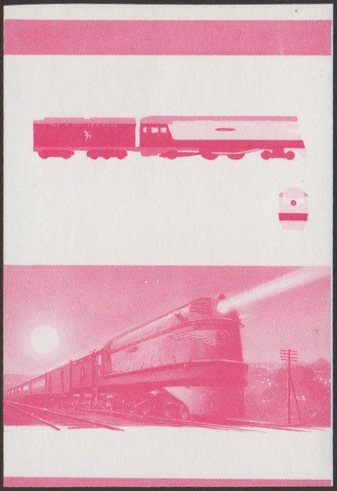 Nukufetau 2nd Series $1.50 1935 Chicago Milwaukee St.Paul & Pacific Class A 4-4-2 Locomotive Stamp Red Stage Color Proof