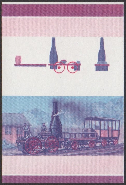 Nukufetau 2nd Series 20c 1830 S. Carolina Railroad 0-4-0T Best Friend of Charleston Locomotive Stamp Blue-Red Stage Color Proof