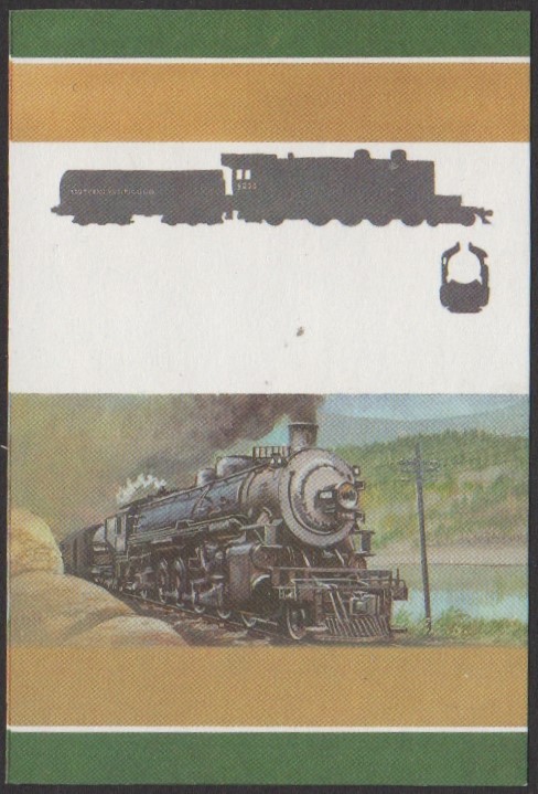 Nukufetau 2nd Series 40c 1923 Southern Pacific Railroad Class 4300 4-8-2 Locomotive Stamp All Colors Stage Color Proof