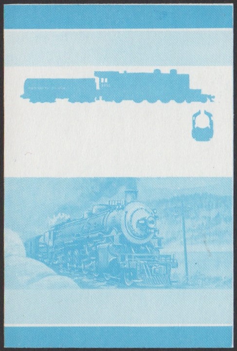 Nukufetau 2nd Series 40c 1923 Southern Pacific Railroad Class 4300 4-8-2 Locomotive Stamp Blue Stage Color Proof