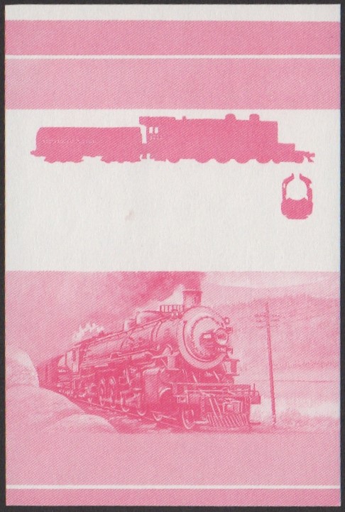 Nukufetau 2nd Series 40c 1923 Southern Pacific Railroad Class 4300 4-8-2 Locomotive Stamp Red Stage Color Proof