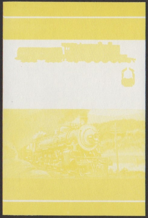 Nukufetau 2nd Series 40c 1923 Southern Pacific Railroad Class 4300 4-8-2 Locomotive Stamp Yellow Stage Color Proof