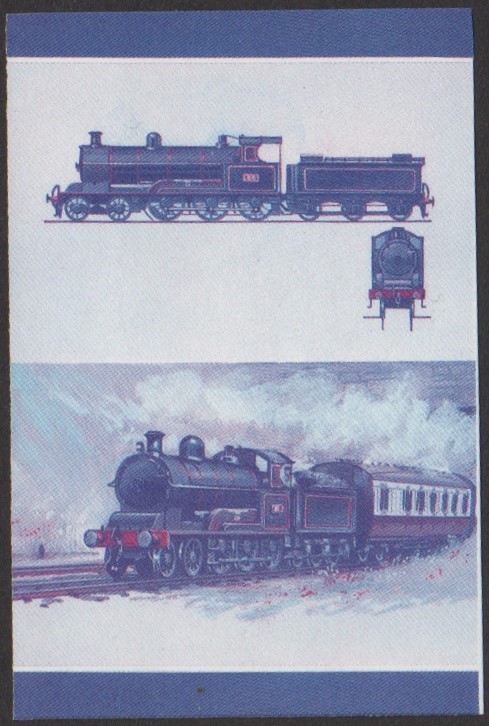 Nukufetau 3rd Series 10c 1905 LNWR Experiment Class 4-6-0 Locomotive Stamp Blue-Red Stage Color Proof