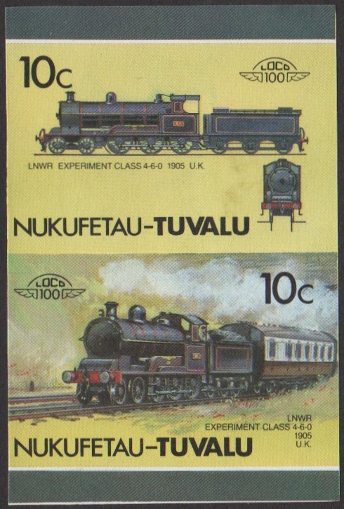 Nukufetau 3rd Series 10c 1905 LNWR Experiment Class 4-6-0 Locomotive Stamp Final Stage Color Proof