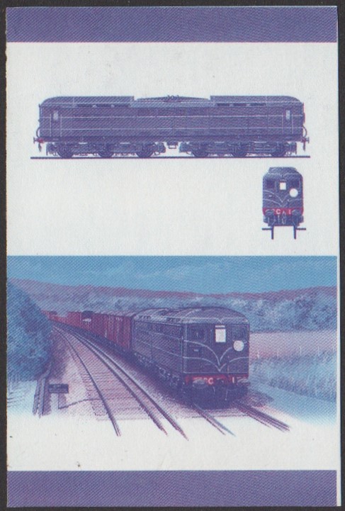 Nukufetau 3rd Series 25c 1941 SR No. CC 1 Co-Co Locomotive Stamp Blue-Red Stage Color Proof