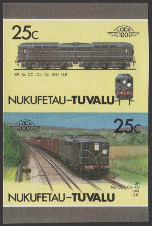 Nukufetau 3rd Series 25c 1941 SR No. CC 1 Co-Co Locomotive Stamp Final Stage Color Proof