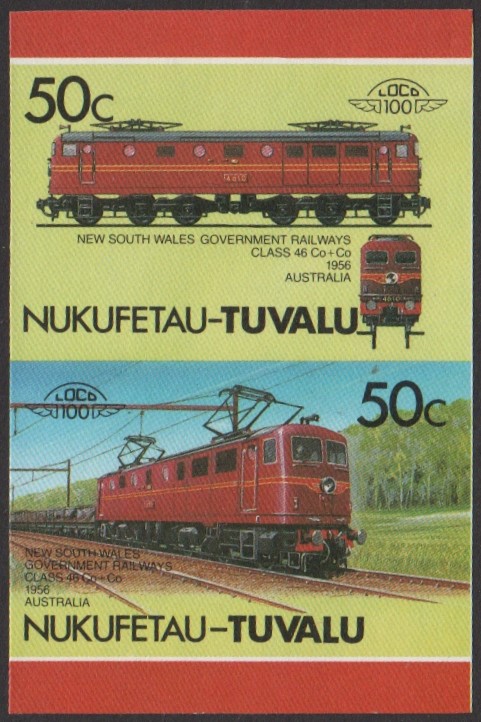 Nukufetau 3rd Series 50c 1956 New South Wales Government Railways Class 46 Co-Co Locomotive Stamp Final Stage Color Proof