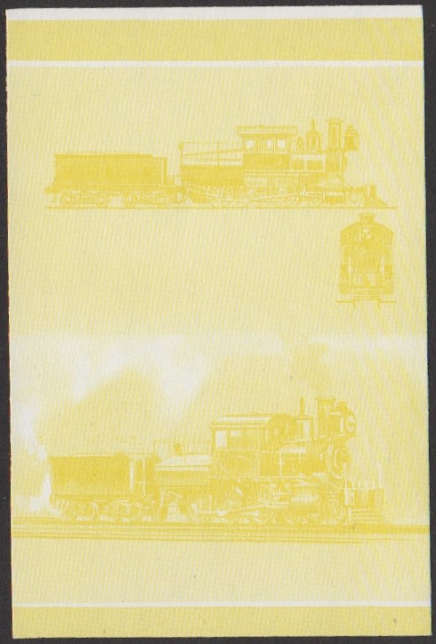 Nukufetau 3rd Series 60c 1877 Philadelphia & Reading Railroad Camelback No. 408 4-6-0 Locomotive Stamp Yellow Stage Color Proof